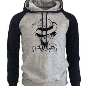 Suéter Una Pieza Luffy Gris y Negro