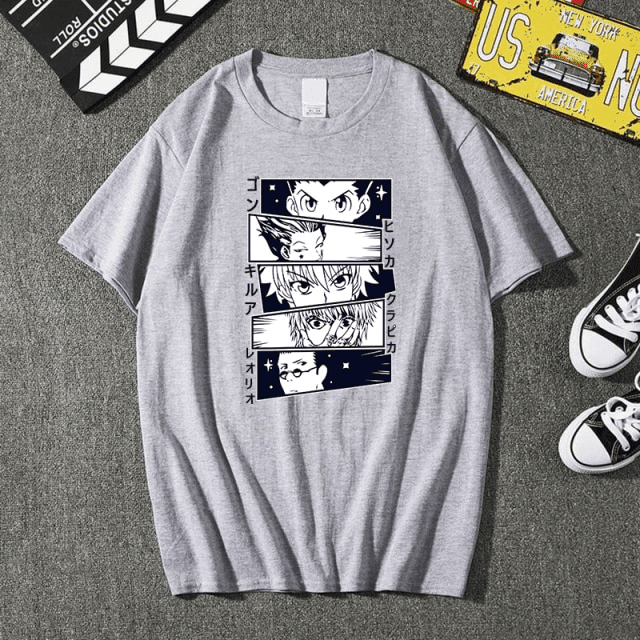 Camiseta Protagonistas Hunter X Hunter Gris Camiseta Protagonistas Hunter X Hunter Gris