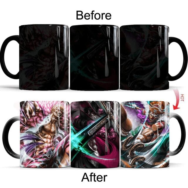 Taza One Piece Doflamingo Mihawk y Buggy Taza One Piece Doflamingo Mihawk y Buggy