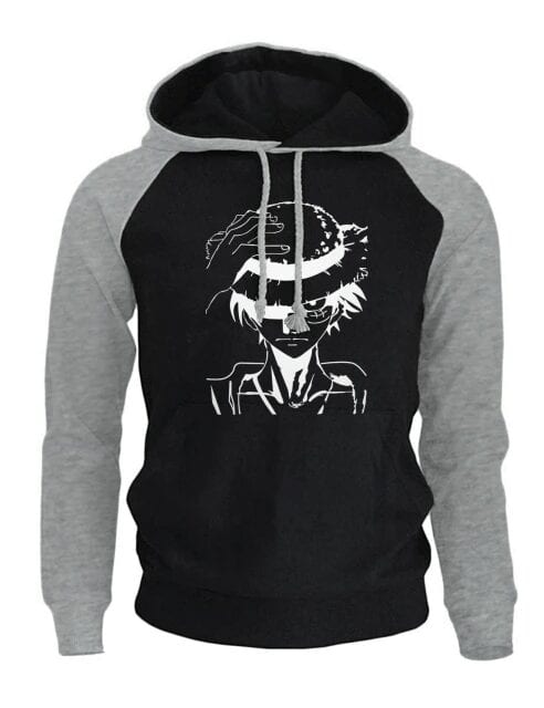 Sudadera One Piece Luffy Negro y Gris Sudadera One Piece Luffy Negro y Gris