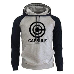 Sudadera Dragon Ball Capsule Corp Negro y Gris