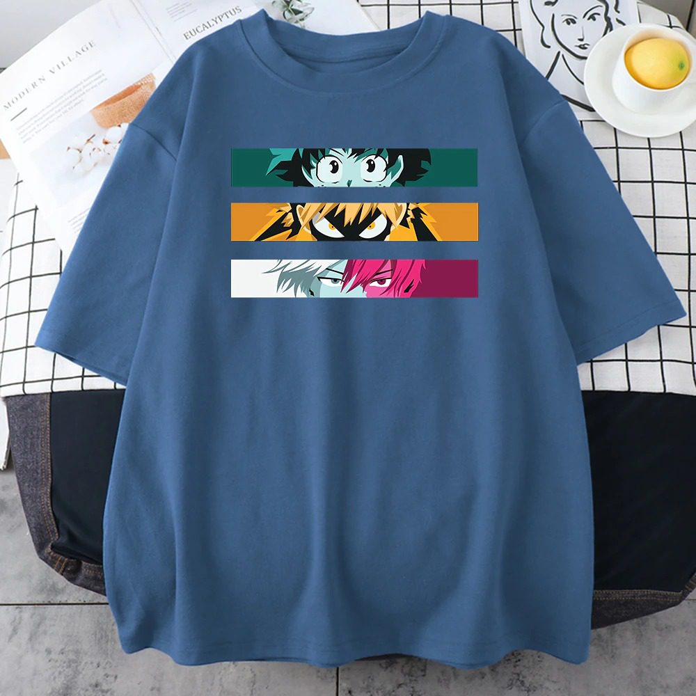 Camiseta MHA Mujer Shoto x Izuku x Katsuki Azul Camiseta MHA Mujer Shoto x Izuku x Katsuki Azul
