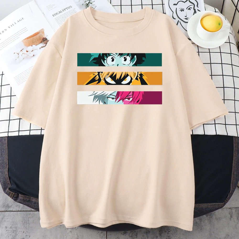 Camiseta MHA Mujer Shoto x Izuku x Katsuki Beige Camiseta MHA Mujer Shoto x Izuku x Katsuki Beige