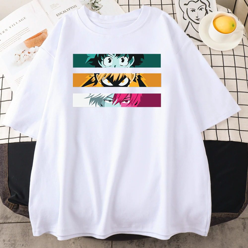 Camiseta MHA Mujer Shoto x Izuku x Katsuki Blanco Camiseta MHA Mujer Shoto x Izuku x Katsuki Blanco