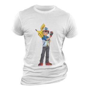 Camiseta Pokémon Sacha y Pikachu